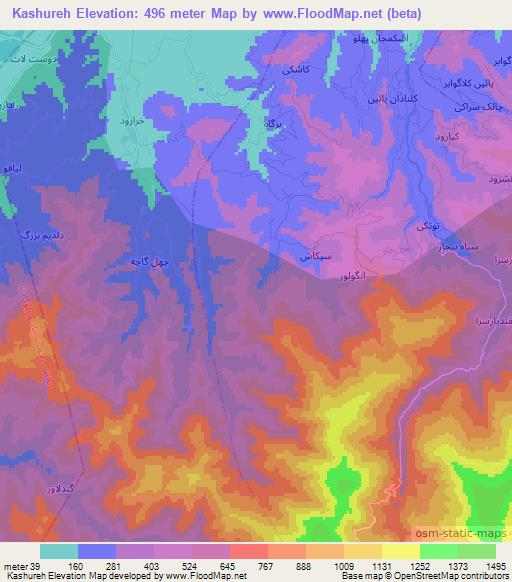 Kashureh,Iran Elevation Map