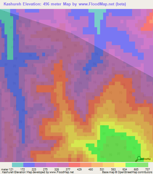 Kashureh,Iran Elevation Map