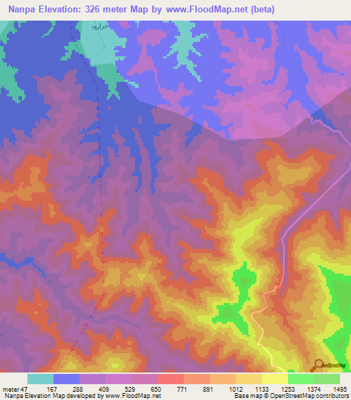 Nanpa,Iran Elevation Map