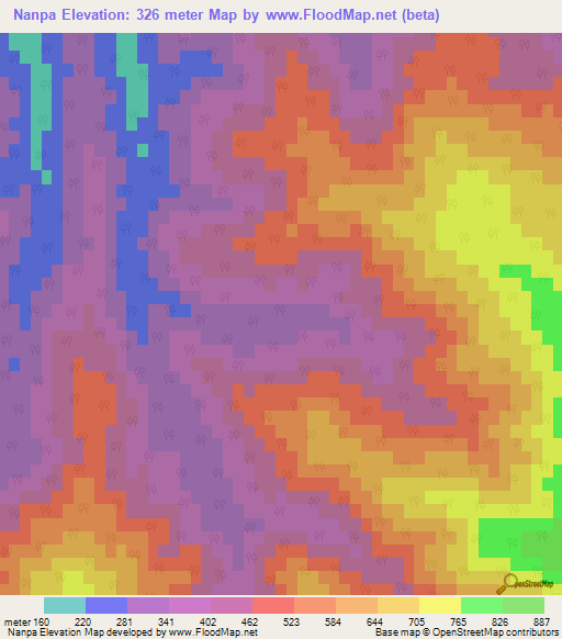 Nanpa,Iran Elevation Map