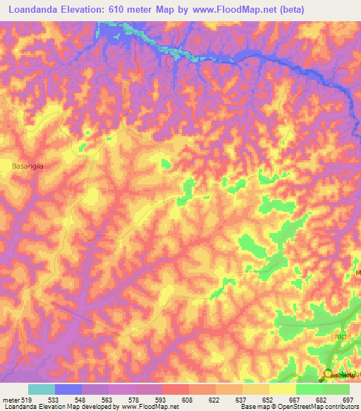 Loandanda,Congo (Kinshasa) Elevation Map