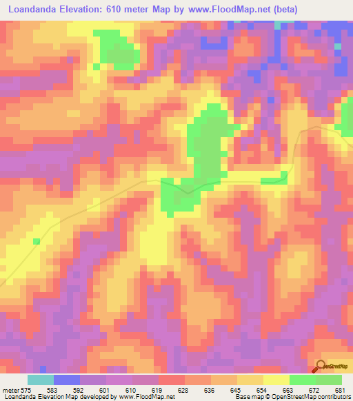 Loandanda,Congo (Kinshasa) Elevation Map