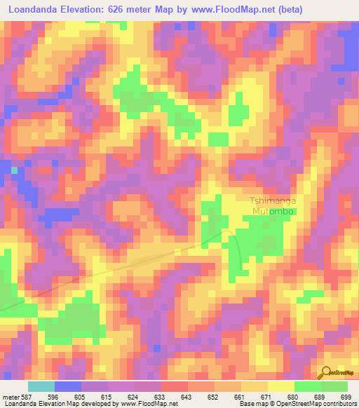 Loandanda,Congo (Kinshasa) Elevation Map