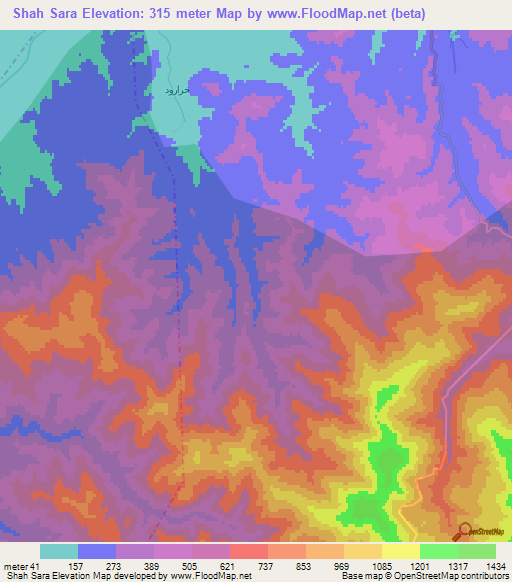 Shah Sara,Iran Elevation Map