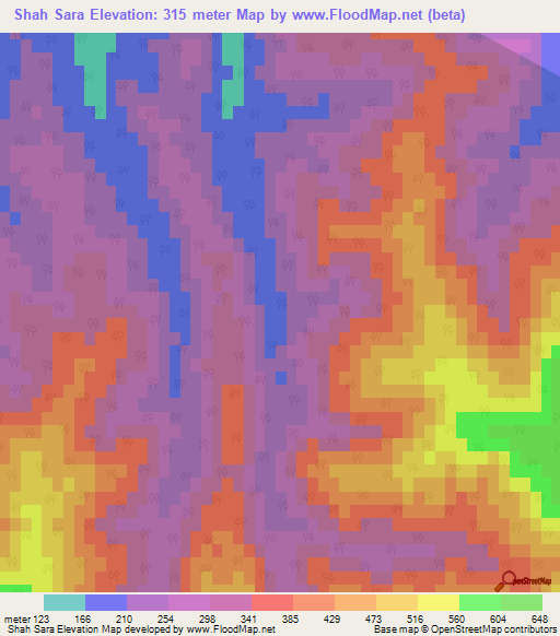 Shah Sara,Iran Elevation Map
