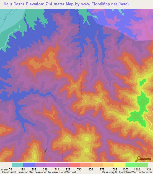 Halu Dasht,Iran Elevation Map