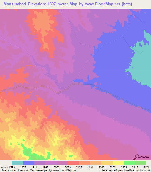 Mansurabad,Iran Elevation Map