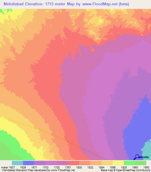 Mehdiabad,Iran Elevation Map