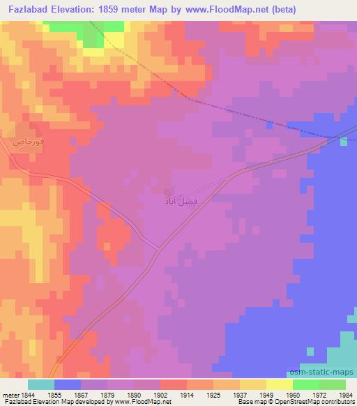 Fazlabad,Iran Elevation Map