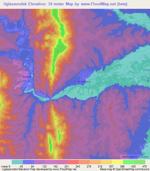 Uglezavodsk,Russia Elevation Map