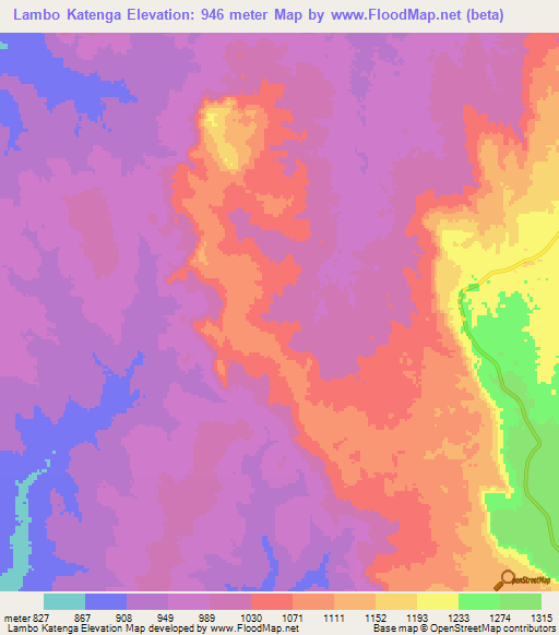 Lambo Katenga,Congo (Kinshasa) Elevation Map
