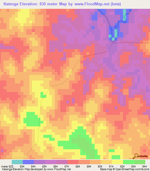 Katenga,Congo (Kinshasa) Elevation Map