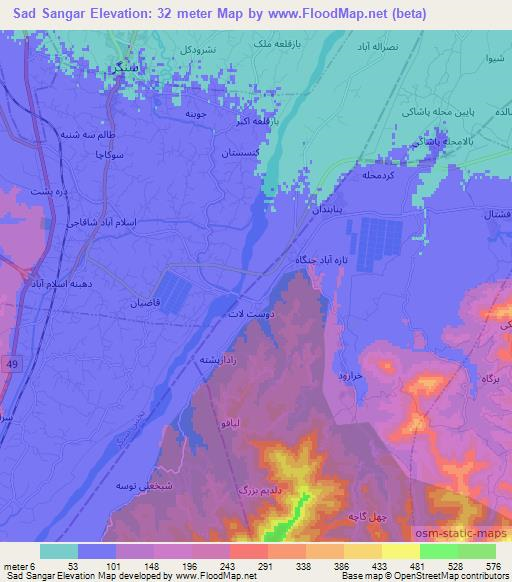 Sad Sangar,Iran Elevation Map