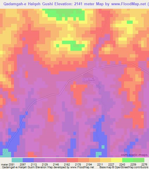 Qadamgah-e Halqeh Gushi,Iran Elevation Map