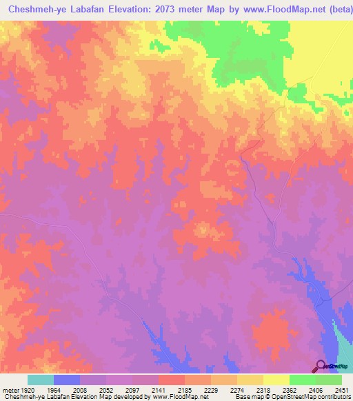 Cheshmeh-ye Labafan,Iran Elevation Map