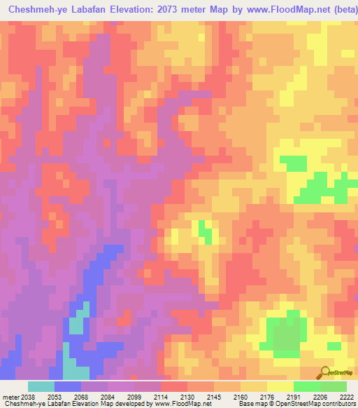 Cheshmeh-ye Labafan,Iran Elevation Map