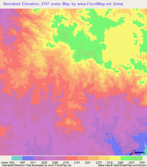 Nasrabad,Iran Elevation Map