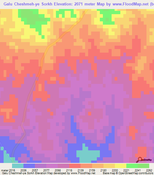 Galu Cheshmeh-ye Sorkh,Iran Elevation Map