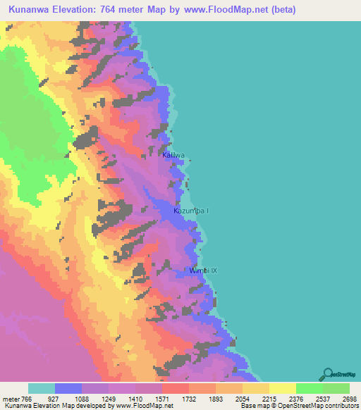 Kunanwa,Congo (Kinshasa) Elevation Map
