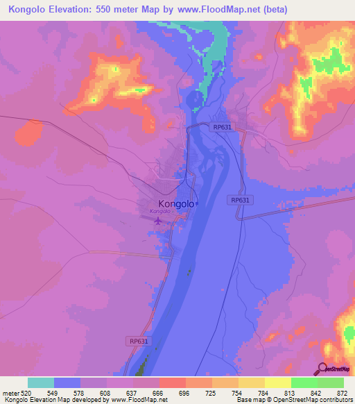 Kongolo,Congo (Kinshasa) Elevation Map