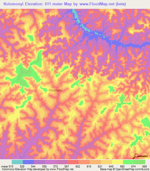 Kolomonyi,Congo (Kinshasa) Elevation Map