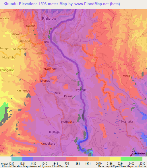 Kitundu,Congo (Kinshasa) Elevation Map