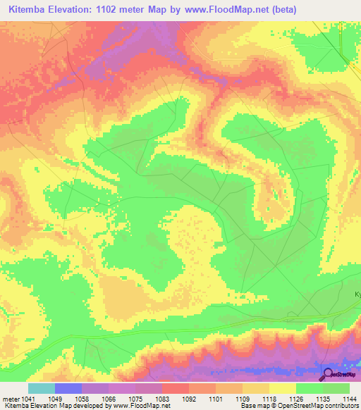Kitemba,Congo (Kinshasa) Elevation Map