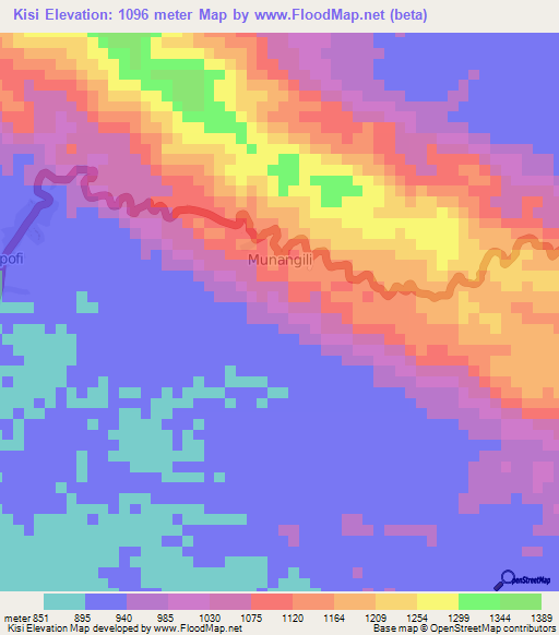 Kisi,Congo (Kinshasa) Elevation Map