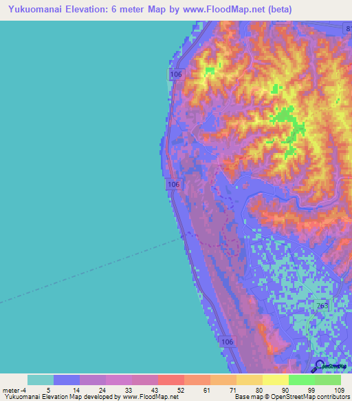 Yukuomanai,Japan Elevation Map