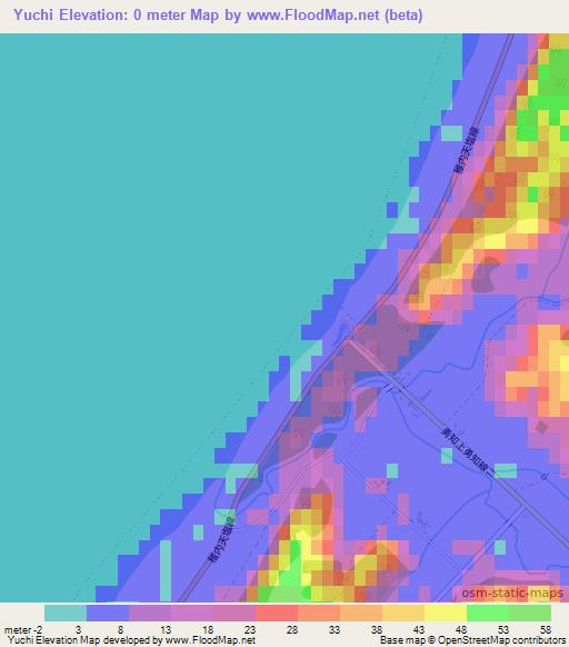Yuchi,Japan Elevation Map