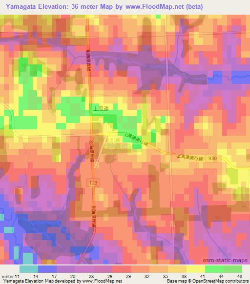 Yamagata,Japan Elevation Map