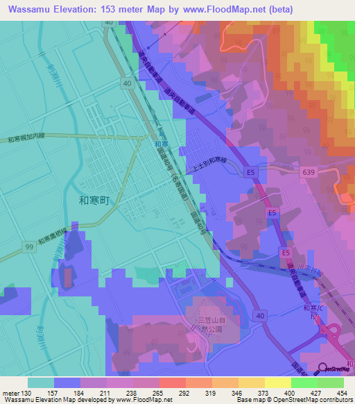 Wassamu,Japan Elevation Map