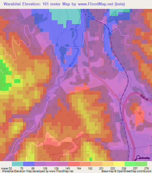 Warabitai,Japan Elevation Map