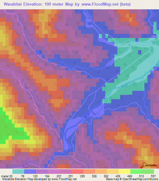 Warabitai,Japan Elevation Map