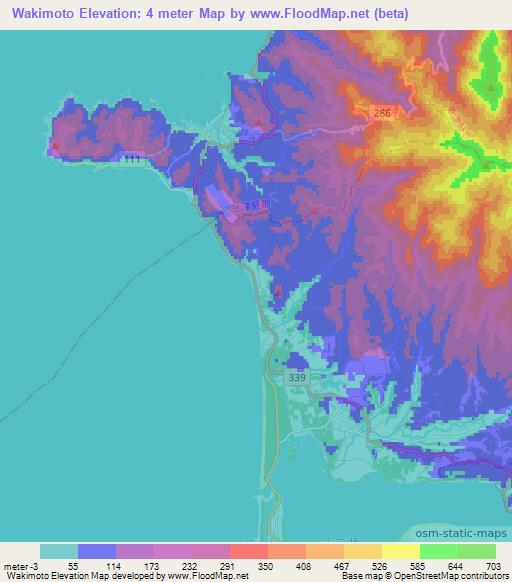 Wakimoto,Japan Elevation Map