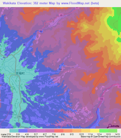 Wakikata,Japan Elevation Map