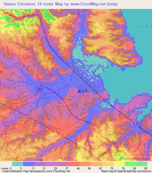 Uwano,Japan Elevation Map