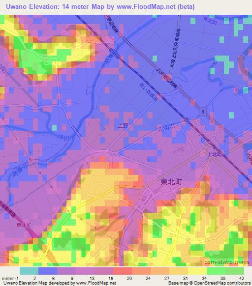 Uwano,Japan Elevation Map