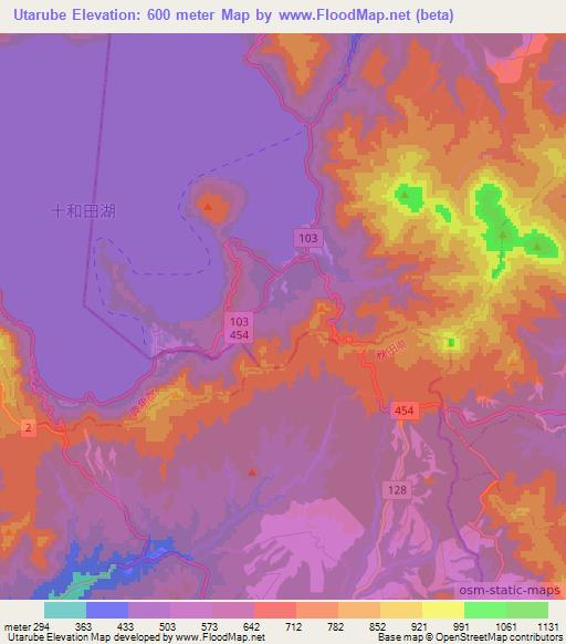 Utarube,Japan Elevation Map