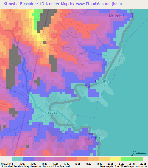 Kirotshe,Congo (Kinshasa) Elevation Map