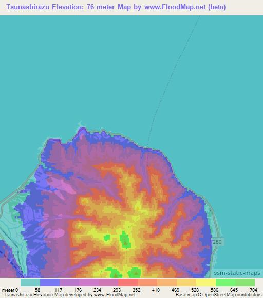 Tsunashirazu,Japan Elevation Map