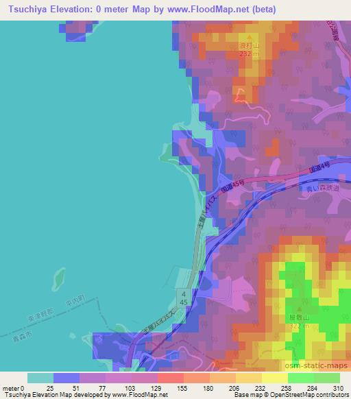 Tsuchiya,Japan Elevation Map