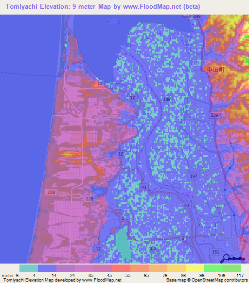 Tomiyachi,Japan Elevation Map