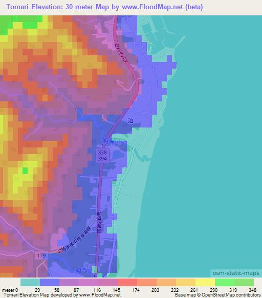Tomari,Japan Elevation Map