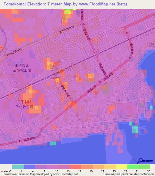 Tomakomai,Japan Elevation Map