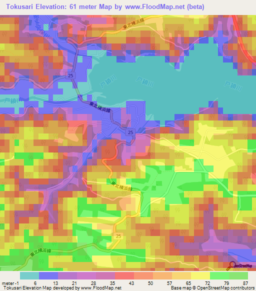 Tokusari,Japan Elevation Map