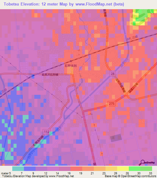 Tobetsu,Japan Elevation Map