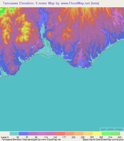 Tanosawa,Japan Elevation Map