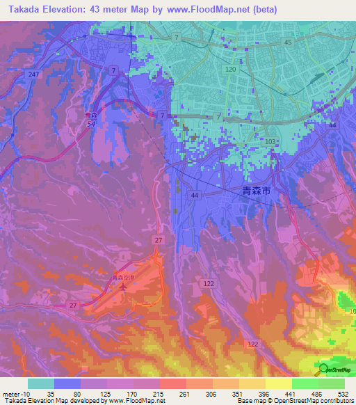 Takada,Japan Elevation Map