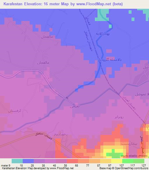 Karafestan,Iran Elevation Map
